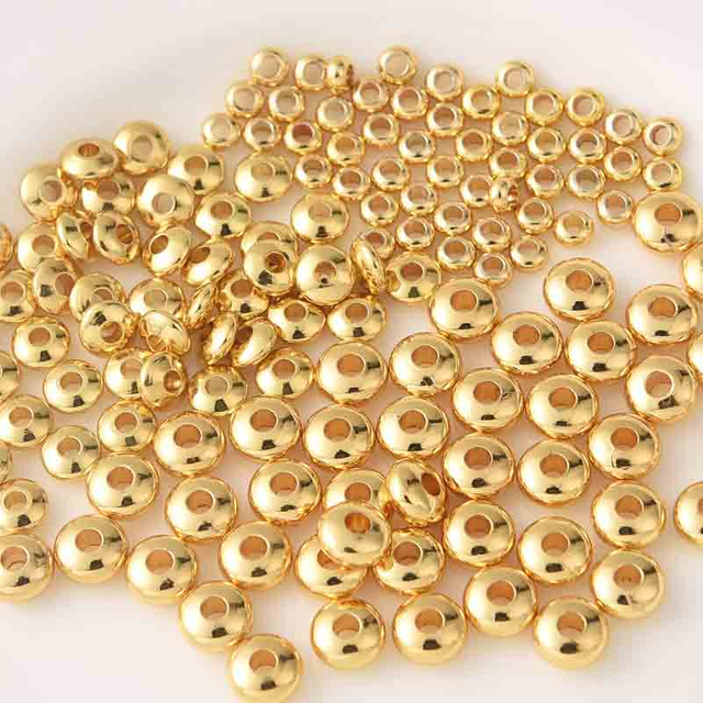 Fiasrel 50pcs Jewelry Findings Loose Disc Beads DIY Jewelry Accessories Brass Loose Spacer Beads