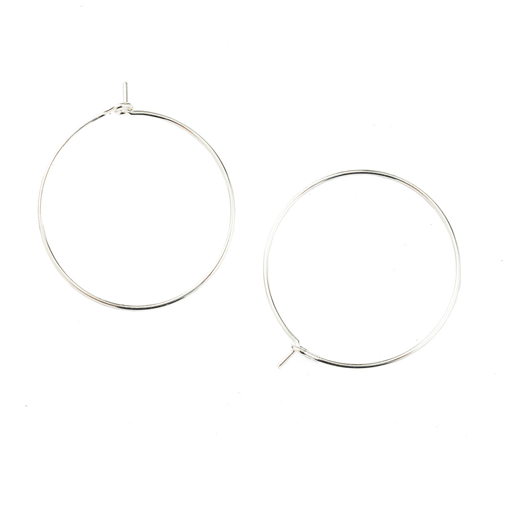 Fiasrel 10/50pais Handmade DIY Earrings Accessories Multi-size Circle Pendant Gold Silver Earring Hoops