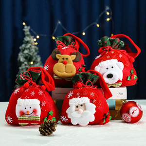 Fiasrel 1pcs/4pcs Eco-friendly Cute Christmas Candy Bag Doll Candy Bag Christmas Gift Tote Bags