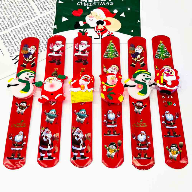 Fiasrel 10pcs Christmas Slap Wristband Santa Claus Christmas Snowflake Decoration Party Christmas Snap Bracelets Slap Wristband for Home Festival Party Supplies Christmas Ornament