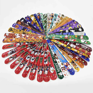 Fiasrel 24/36/48pcs PVC Halloween Christmas Slap Bracelet Wristbands for Kid Children Party Gift Friends
