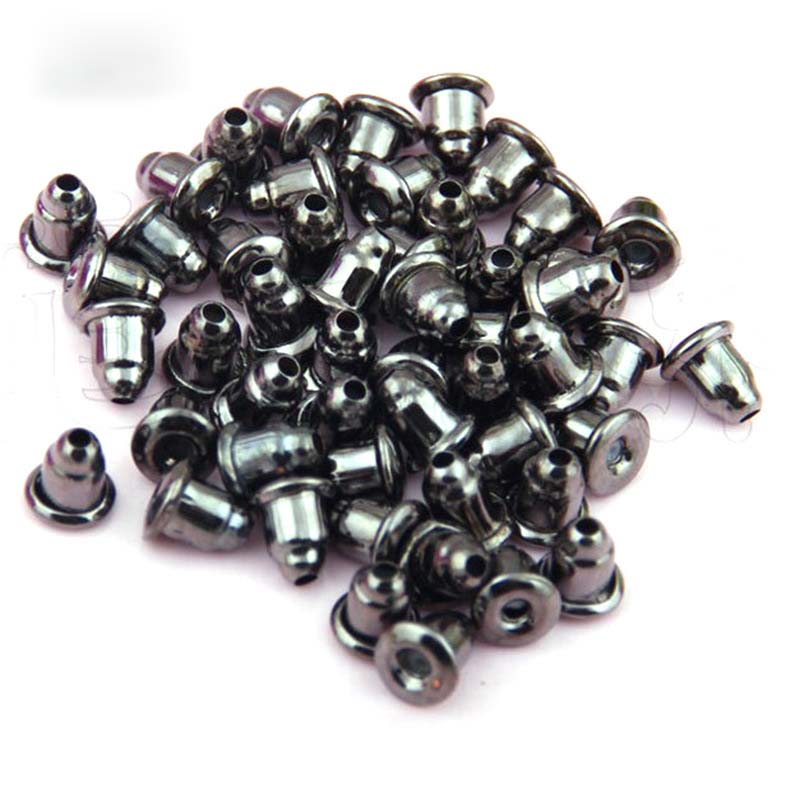 Fiasrel 50pcs Plated Ear Nuts Metal Bullet Earring Studs Back for Earrings Making