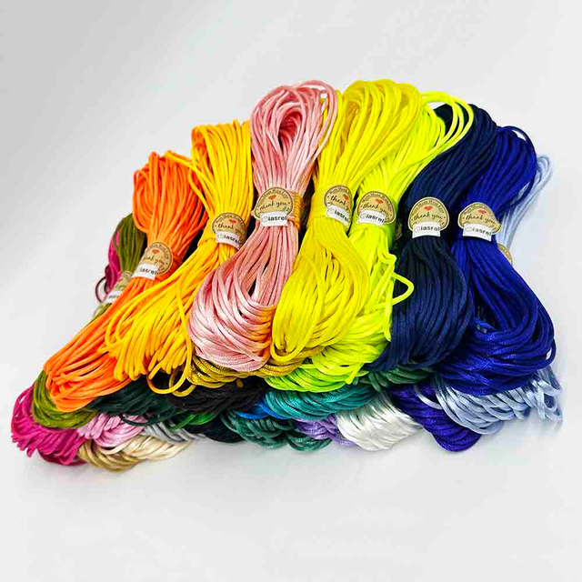 Fiasrel 30Colors 1.5mm 2.0mm 2.5mm 20 Yards/Bundle Satin Nylon Polyester Cord Chinese Knotting Silky Macrame Braided Rope Cord for DIY Handmade Bracelet Necklace Handwoven Jewelry Making Craft Supplie