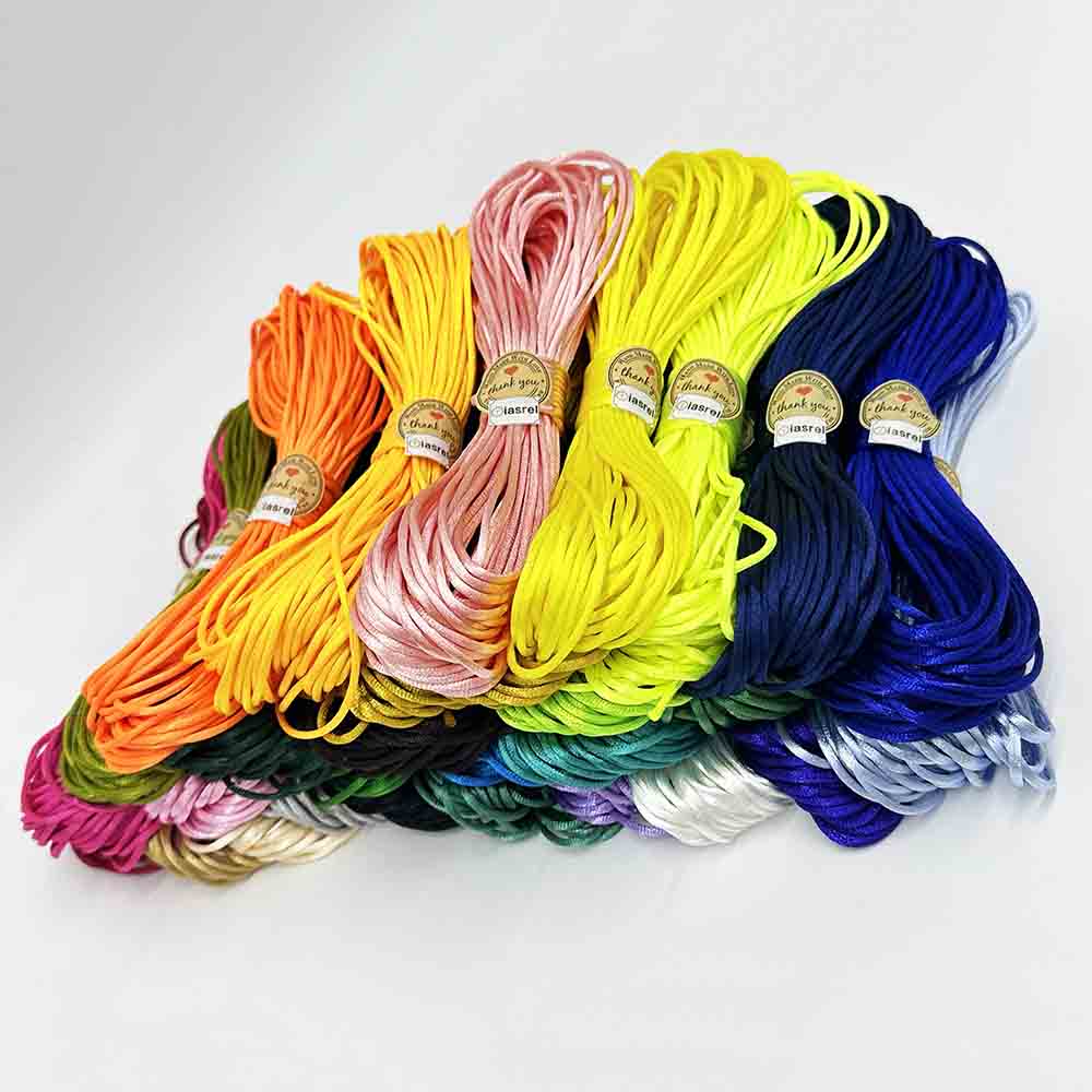 Fiasrel 30Colors 1.5mm 2.0mm 2.5mm 20 Yards/Bundle Satin Nylon Polyester Cord Chinese Knotting Silky Macrame Braided Rope Cord for DIY Handmade Bracelet Necklace Handwoven Jewelry Making Craft Supplie