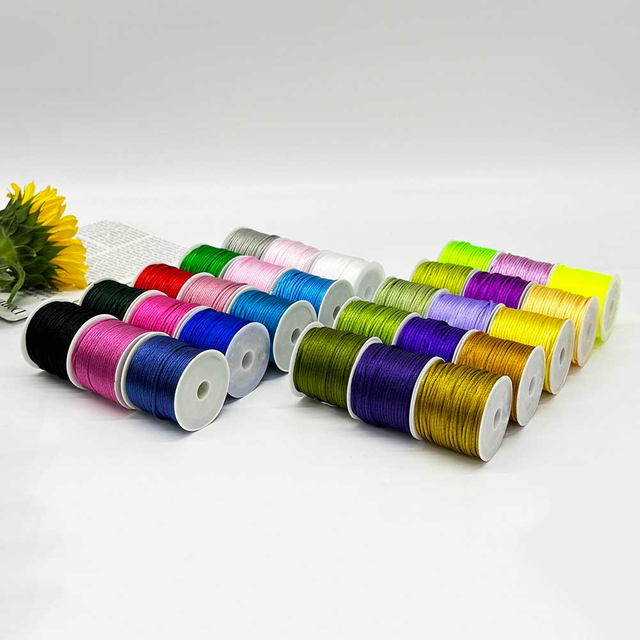 Fiasrel 30 Rolls 2mm Macrame Rattail Chinese Knot Making Cords Nylon Braided String Threads