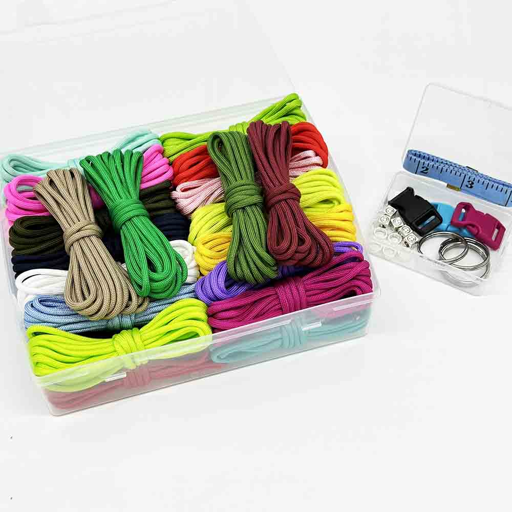 Fiasrel 1 Set 32Colors 7 Strands Core Parachute Cord Outdoor Survival Camo Paracord Outdoor Camping Paracord Rope for Making Jewelry Bracelet Outdoor Activities Crafts Lanyard Dog Collar Supplies