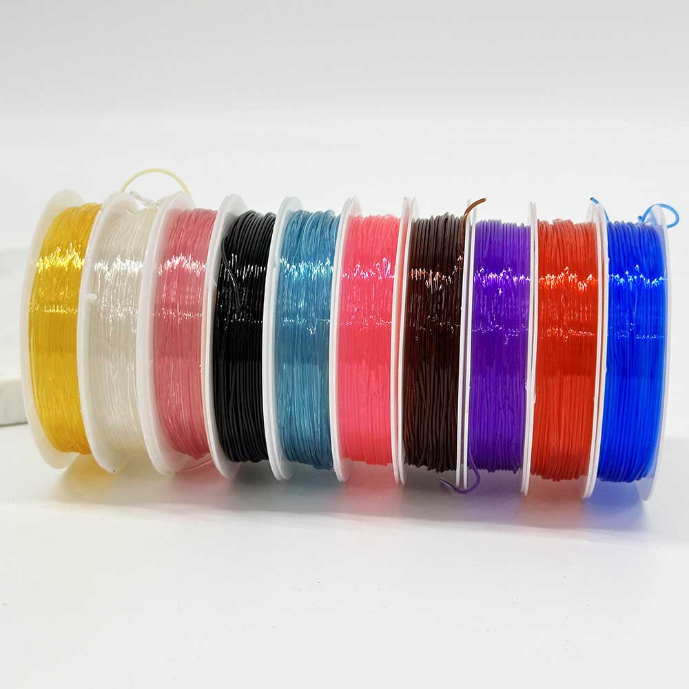 Fiasrel 10rolls/Bucket 0.6mm 0.8mm 1.0mm Mixed Colored Stretchy Jewelry Cord Crystal Elastic String Cord For DIY Crafts Bracelet, Necklace Jewelry Making