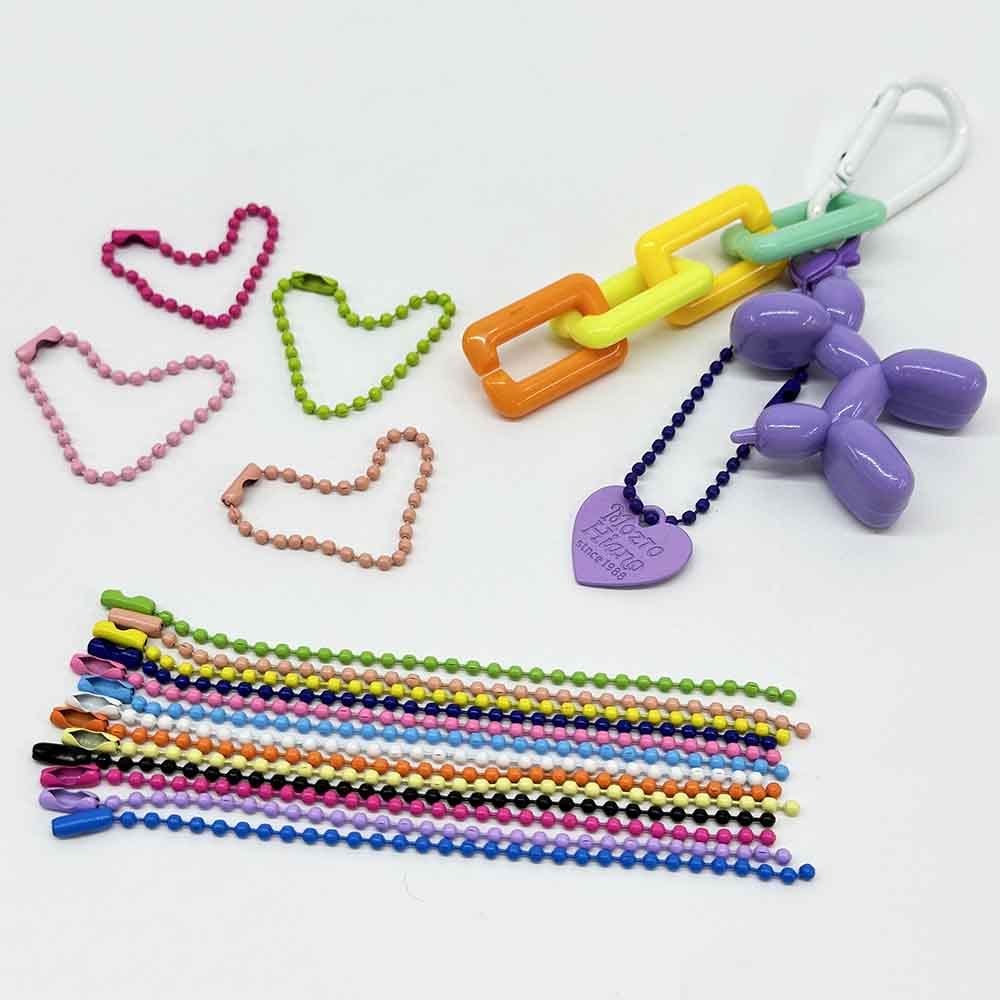 Fiasrel 10pcs Iron Ball Chain Colorful Bead Chains Connector Clasp Metal Hanging Chains for Jewelry Making Supplies Necklace Earring Bracelet Findings DIY Craft Accessories