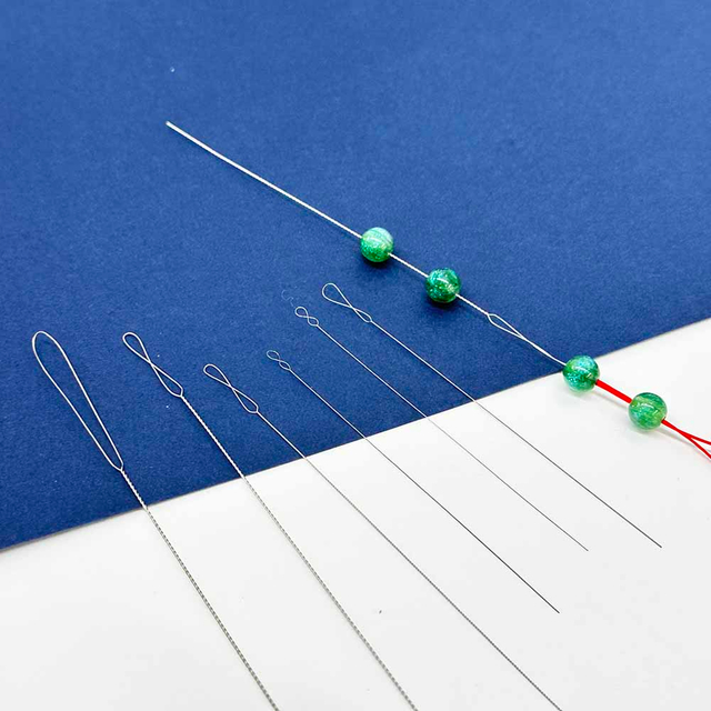 Fiasrel Large Big Eye Stainless Steel Needle Collapsible Embroidery Bead Needle Thread Sewing Beading Needles