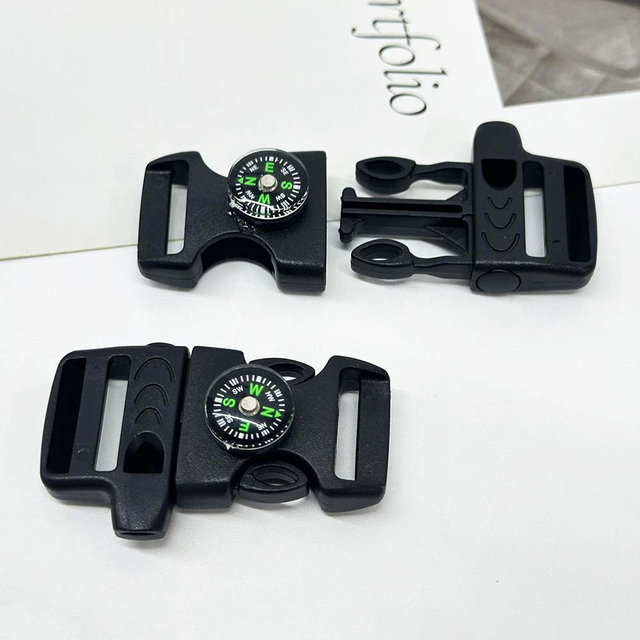 Fiasrel 1/5/20pcs Multifunctional Black Release Buckle Emergency Survival Compass Whistle Quick Release Buckle Flint Firestarter for Paracord Bracelet Outdoor Camping Emergency Survival Travel Kits