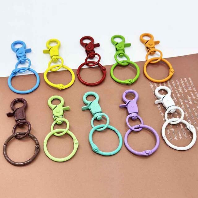 Fiasrel Mixed Color 5/10/50pcs Color Alloy Baked Paint Keychain Lobster Buckle Clasps Hooks for DIY Key Ring Handmade Crafts Making