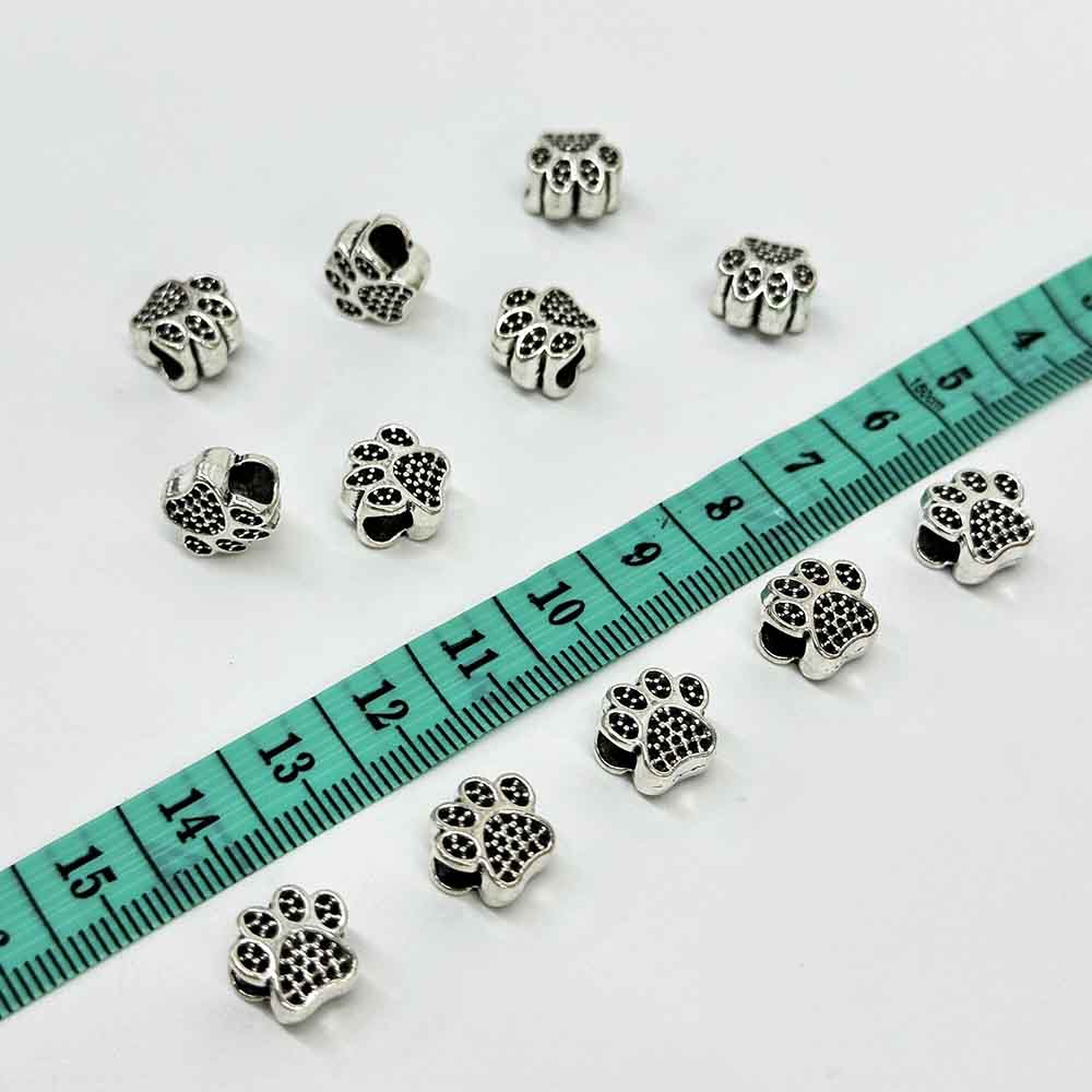 Fiasrel 20/50pcs Animal Dog Paw Charms Cat Paw Print Beads with Large Holes for DIY Jewelry Crafts Bracelets Necklaces Accessories Supplies