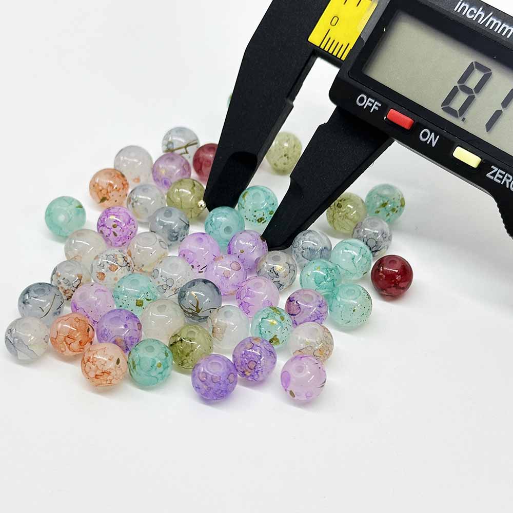 Fiasrel 50/300pcs 8/10mm White Jade Inked And Splashed Beads Mixed Color Gradient Glass Beads for Jewelry Making Handmade DIY Bracelet Necklace Phone Chain Crafts Small Business Supplies
