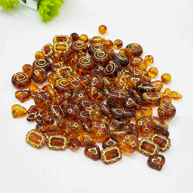 Fiasrel 20pcs Baroque Vintage Gilded Color Round Sunflower Butterfly Heart Mirror Blocks Acrylic Beads for Jewelry Making Bracelets Keychain Phone Chains Handmade Craft Supplies