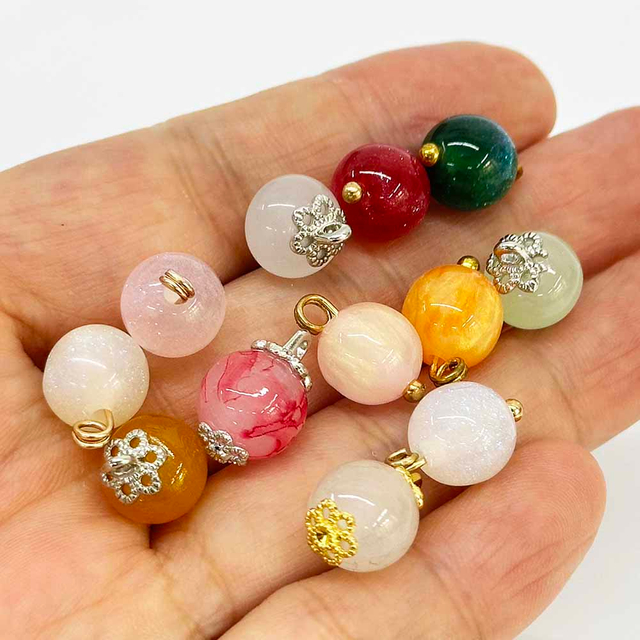 Fiasrel 10pcs 8mm Mixed Color Glass Beads for DIY Bracelets Necklaces Jewelry Making Supplies