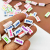 Fiasrel 50/100/500pcs Mixed Rectangular Letter Loose Beads Straight Hole Acrylic Word Beads for Necklaces Jewellery Making Crafts