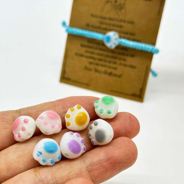 Fiasrel 20/50pcs 3D Cat Paw Spacer Acrylic Cat Paw Print Beads Cute Animal Print Shaped Acrylic Beads for Bracelet Necklace Earring Jewellery Making DIY Crafts