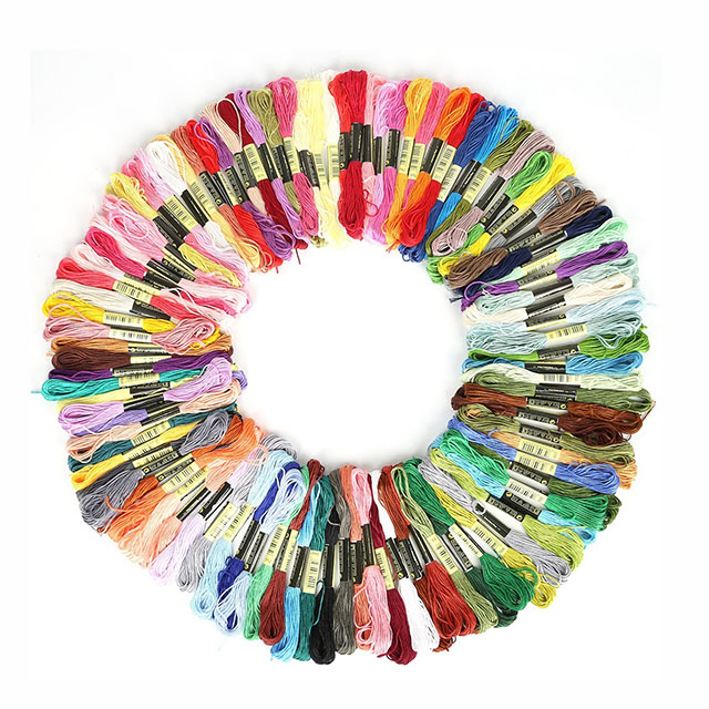 Fiasrel 50/100pcs Colorful Embroidery Cross Stitch Thread Cross Stitch Floss Skeins Kit Friendship Bracelets Floss Crafts Cross Stitch Cotton Embroidery Thread for DIY Sewing Projects