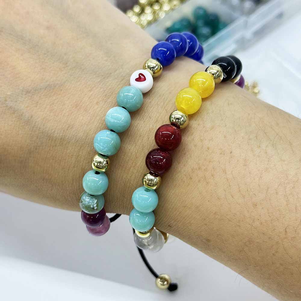 Fiasrel 6mm 8mm Mixed Color Acrylic Bead Box for DIY Handmade Bracelet Necklace Accessory Beading Material Supplies