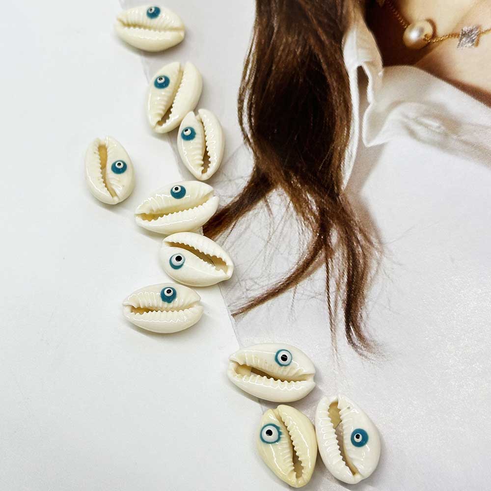 Fiasrel 20pcs Shell Pendant Charms Natural Evil Eye Cowrie Seashell Beads for Jewelry Making Bracelet Necklace Earring DIY Accessories