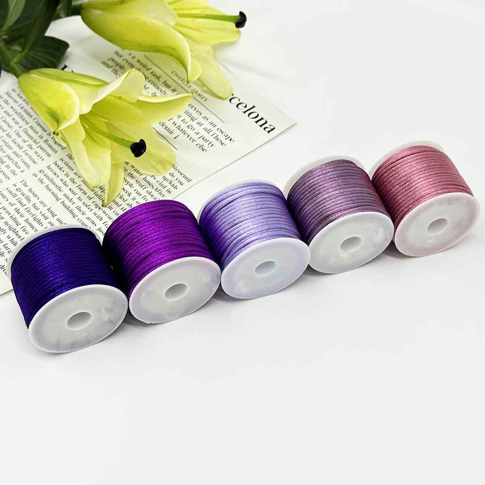 Fiasrel 5pcs 2.5mm Multicolor Cord No.5 Jade Thread Chinese Knotting Silk Macrame Cord Rope for Bracelets, Jewelry Making & Sewing Supplies