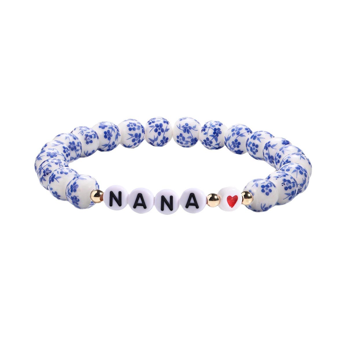 Fiasrel Handcrafted Blue and White Porcelain Beaded Bracelet