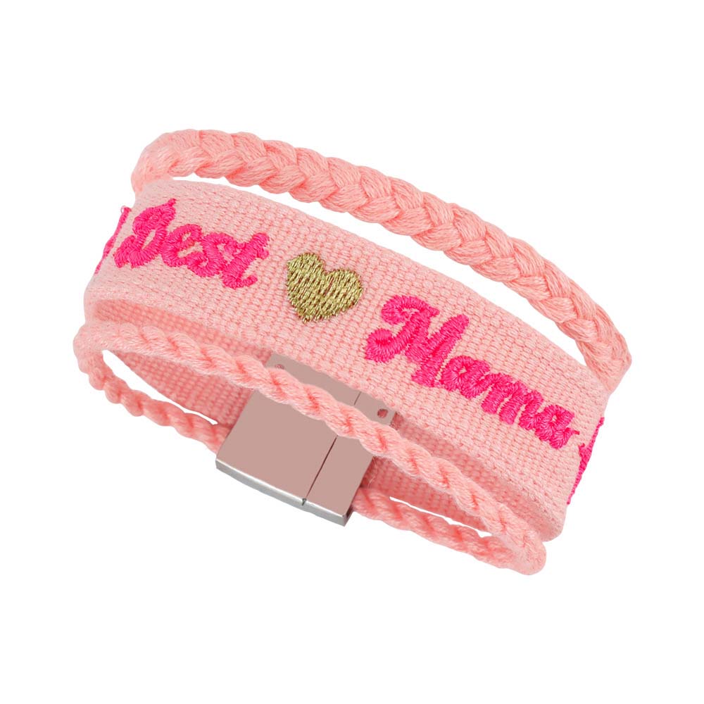 Fiasrel Hot sale fashion high quality Mother's Day MOM letter embroidery magnetic buckle braided bracelet