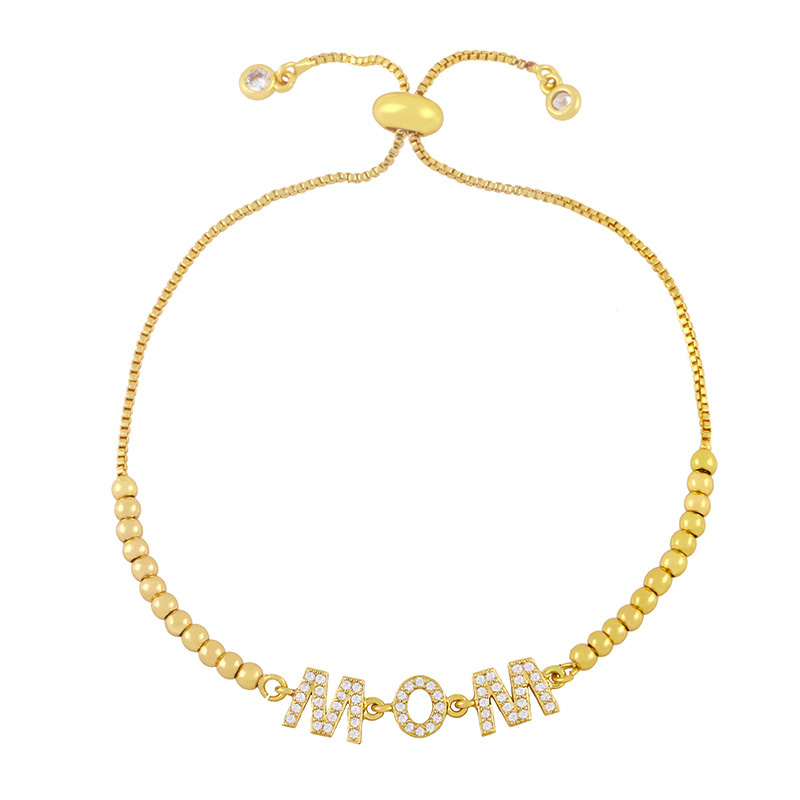 Fiasrel Arrival Dainty Mother'S Day Gift Bracelet Fashion Design Copper Zircon Letter MAMA Bangle 