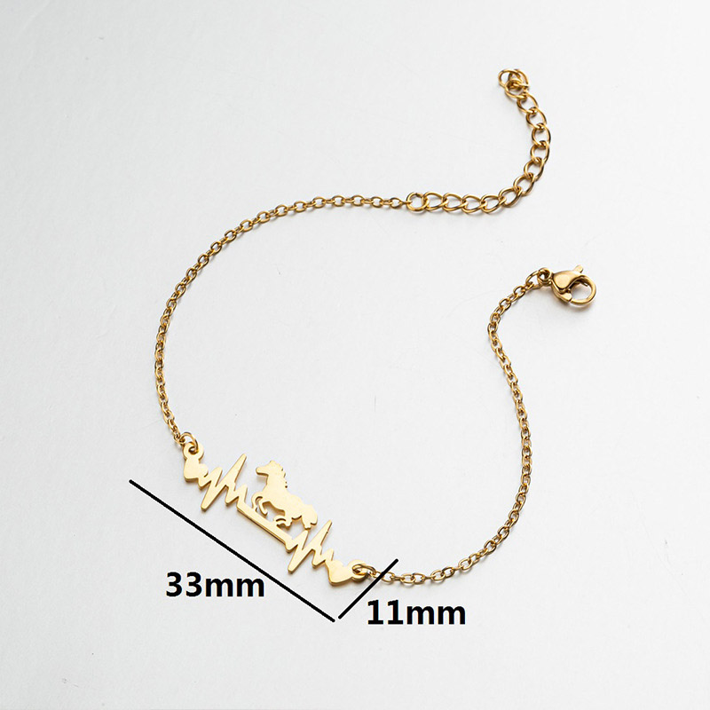 Fiasrel Fashion Tarnish Free Silver 18K Gold Stainless Steel Charm Heartbeat Beat Jewelry for Ladies
