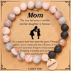 Fiasrel Mama Birthday Mother's Day Gifts Heart Pendant Bracelets Diffuser Natural Stone Beaded Bracelet