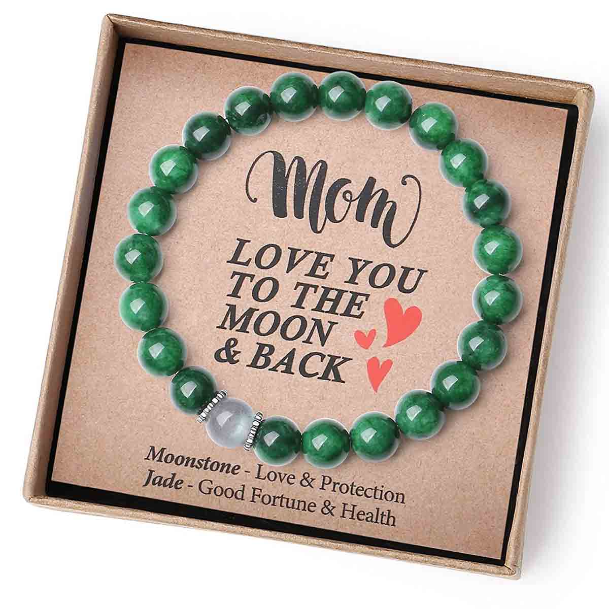 Fiasrel Moonstone Bracelet Mother's Day Gift Card Bracelets Natural Crystal Stone Bead Bracelet