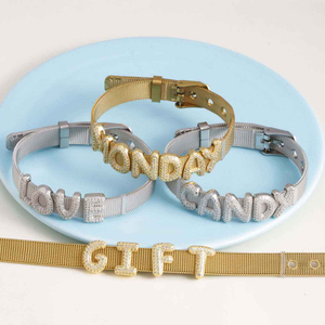 Fiasrel Hot-Selling 18K Gold Plated Chubby Balloon DIY Zircon Letter Bracelet