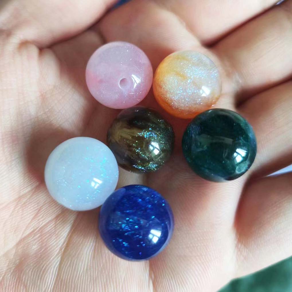 Fiasrel 16mm Glitter Resin Starry Sky Beads – DIY Craft Supplies for Bracelets Accessories