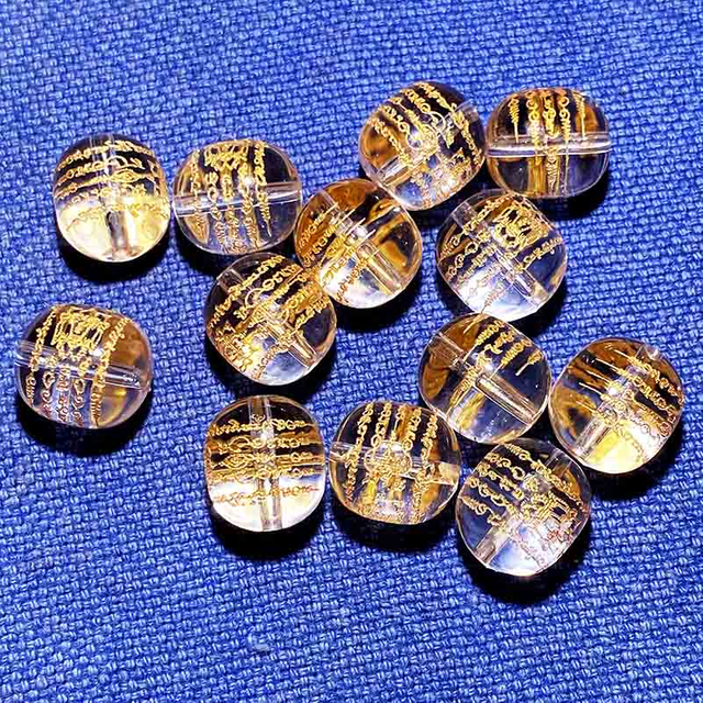 Fiasrel Five Sutra Beads | White Crystal Mala Components | Buddhist Scripture Loose Beads for Jewelry Making