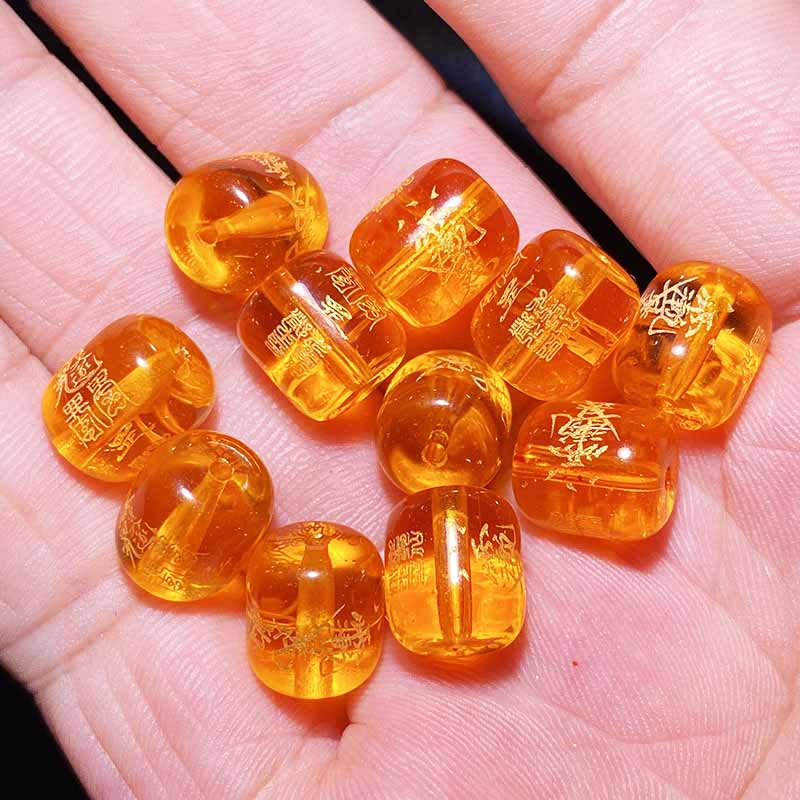 Fiasrel 2025 Year of the Snake "Sui Sui Zhu" Engraved Beads | Snake Zodiac Loose Bead Charms | DIY Carved Blessing Beads for Bracelet Making