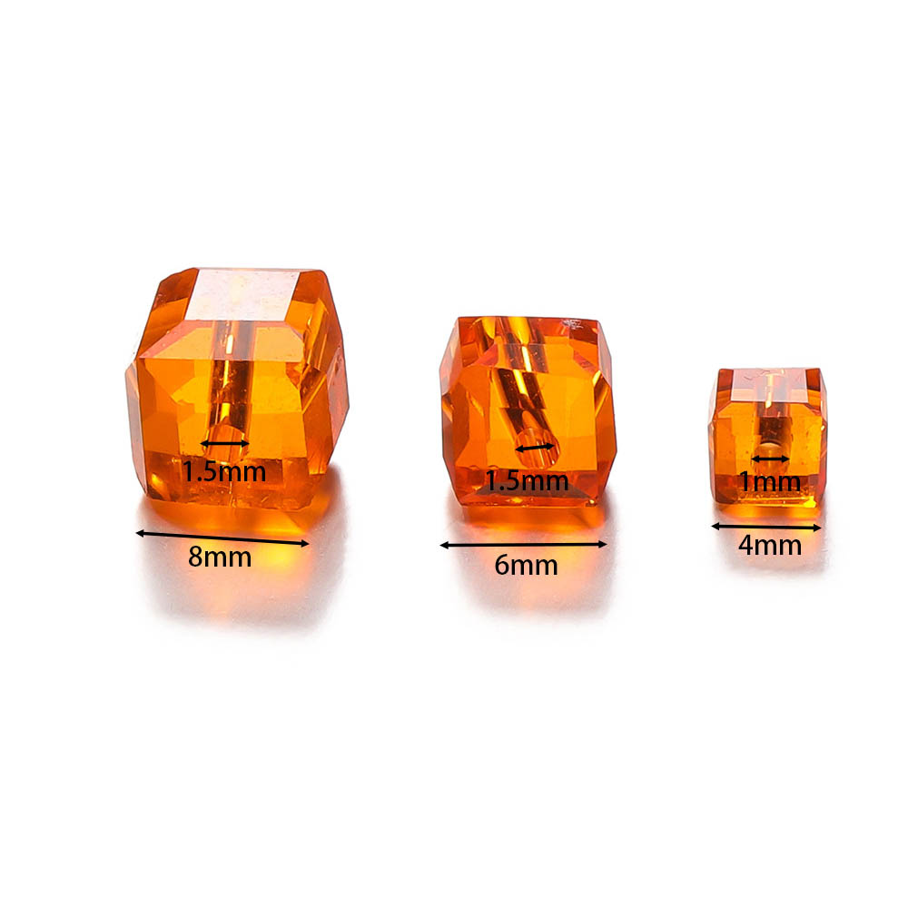 Fiasrel 8mm Multi-Facet High-Transparency Crystal Cubic Beads, Iridescent Glass Sugar Cube Loose Beads for DIY Handmade Jewelry Making Accessories