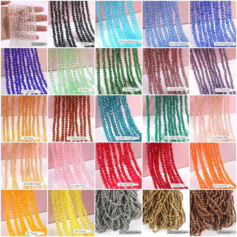 Fiasrel 1bundle 2/3/4/6/8mm Flat Wheel Beads DIY Jewelry Making Accessories Crystal Loose Beads in Transparent Standard Colors