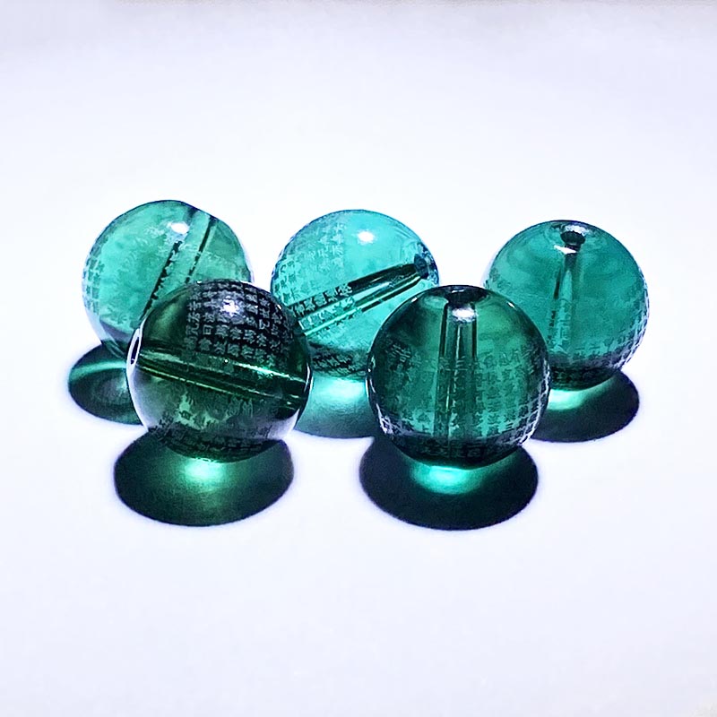 Fiasrel Green Crystal Heart Sutra Beads - Loose Mantra Beads for DIY Buddhist Jewelry Prajnaparamita Scripture Beads Mala Accessories