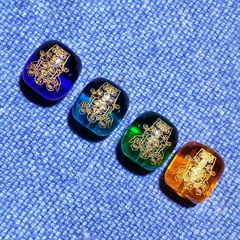 Fiasrel Zhaxi Lhamo Carved Beads - Gold Foil Tibetan Barrel Beads for Waist Prayer Mala DIY Multicolor Sacred Jewelry Components