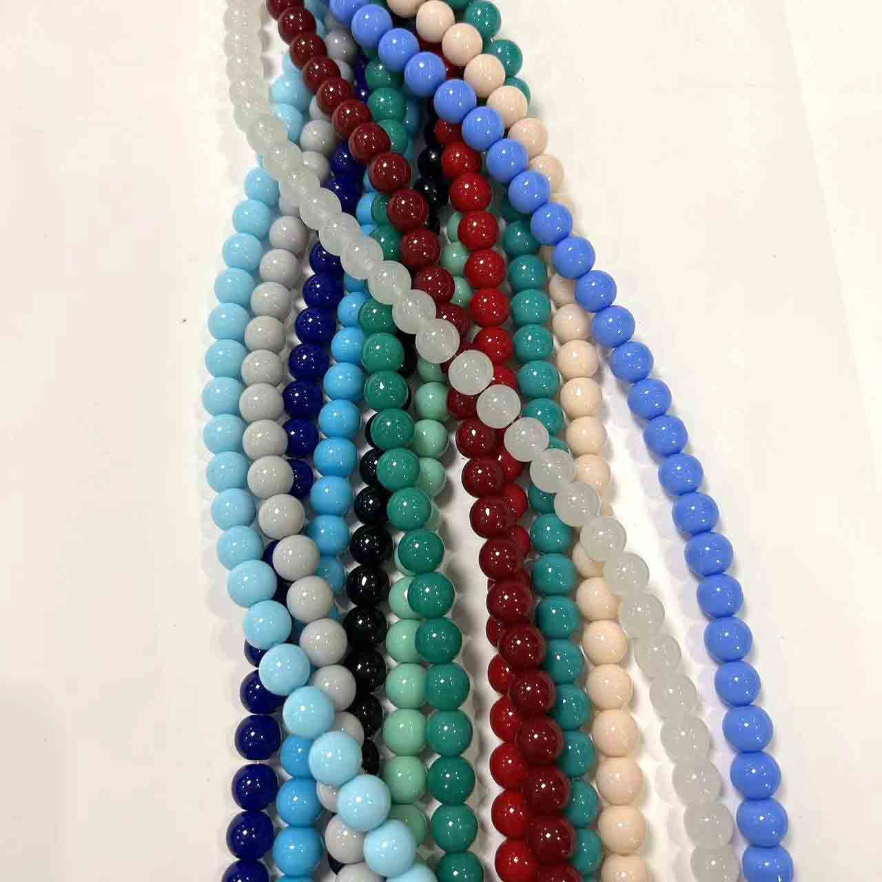 Fiasrel 1bundle 10mm Bracelets Necklace Loose Handmade Accessories Solid Color Imitation Jade Round Glass Beads