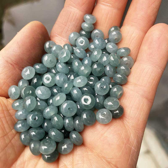 fiasrel Natural Jadeite Abacus Beads – Icy Blue Water Jade Round Beads for DIY Jewelry Making