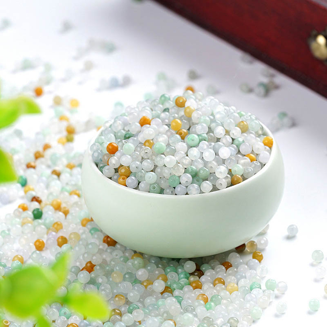 fiasrel 1bundle 3mm-4mmNatural Tri-Color Jadeite Beads Mini Loose Beads for DIY Jewelry Making
