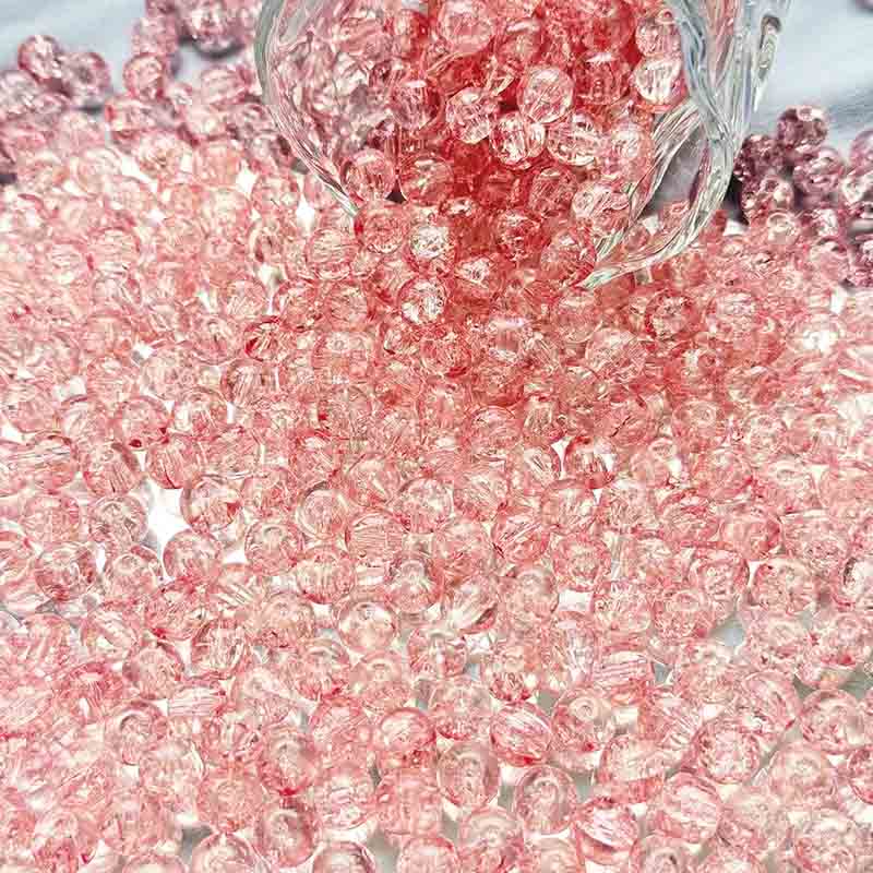 Fiasrel 1bundle8-10mm Solid Color Crackled Glass Beads for Stringing Loose Beads Handmade DIY Decorative Accessories Button Beads Jewelry Craft Supplies