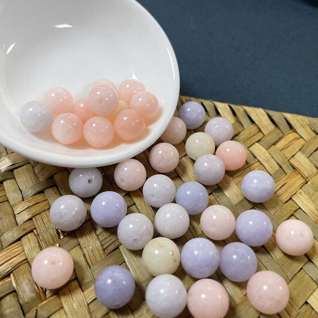 fiasrel 1bundle Pastel Mixed Natural Gemstone Beads Ice Cream Color Loose Round Beads for DIY Jewelry