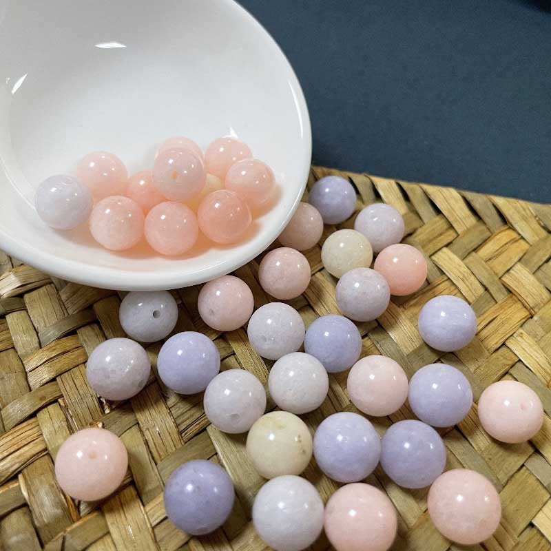 fiasrel 1bundle Pastel Mixed Natural Gemstone Beads Ice Cream Color Loose Round Beads for DIY Jewelry