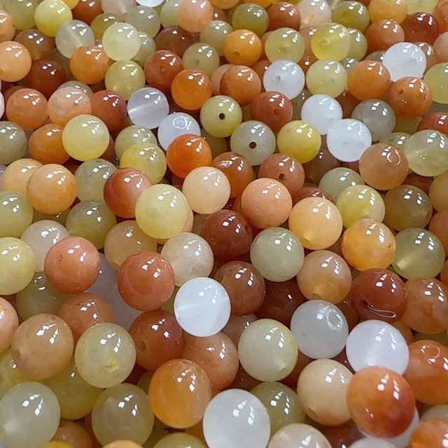 fiasrel 1bundle Natural Golden Silk Jade Loose Beads Handmade DIY Beading Supplies for Bracelets 