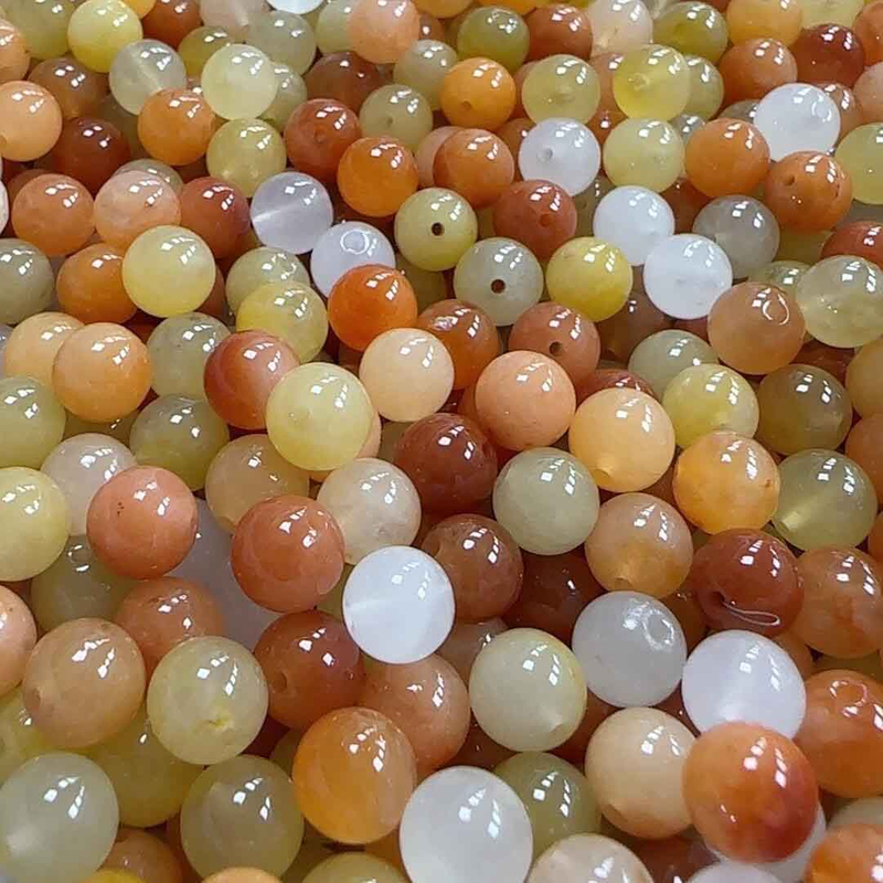 fiasrel 1bundle Natural Golden Silk Jade Loose Beads Handmade DIY Beading Supplies for Bracelets 