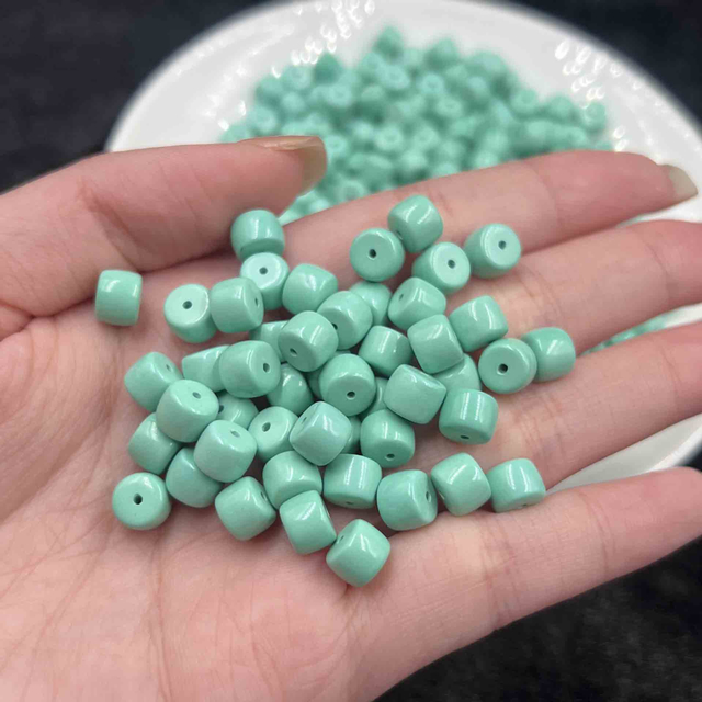 fiasrel 1bundle 7mm MagnesiteTurquoise Straight Cut Beads High Gloss Spacer Beads for DIY Bracelet Making