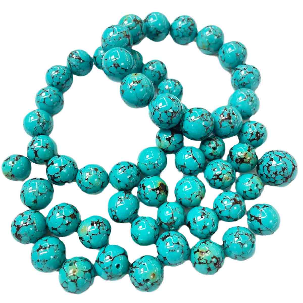 fiasrel 1bundle Green Turquoise Drum Beads - Tibetan Round Spacer Beads for DIY Jewelry Making