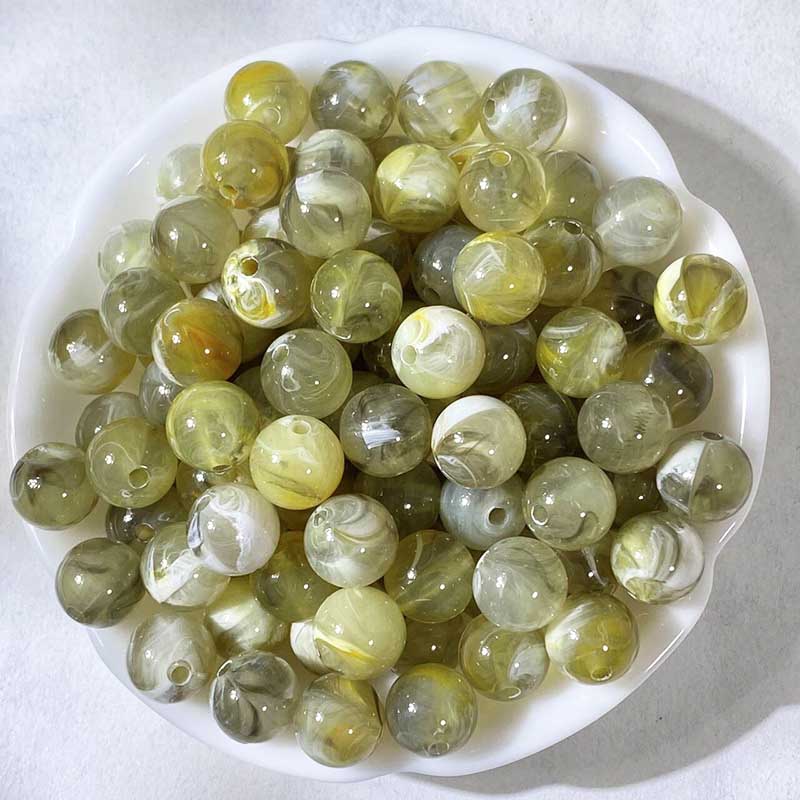 10mm Resin Imitation Natural Stone Round Beads Faux Crystal Loose Beads for DIY Handmade Stringing Bracelet Necklace Craft Supplies